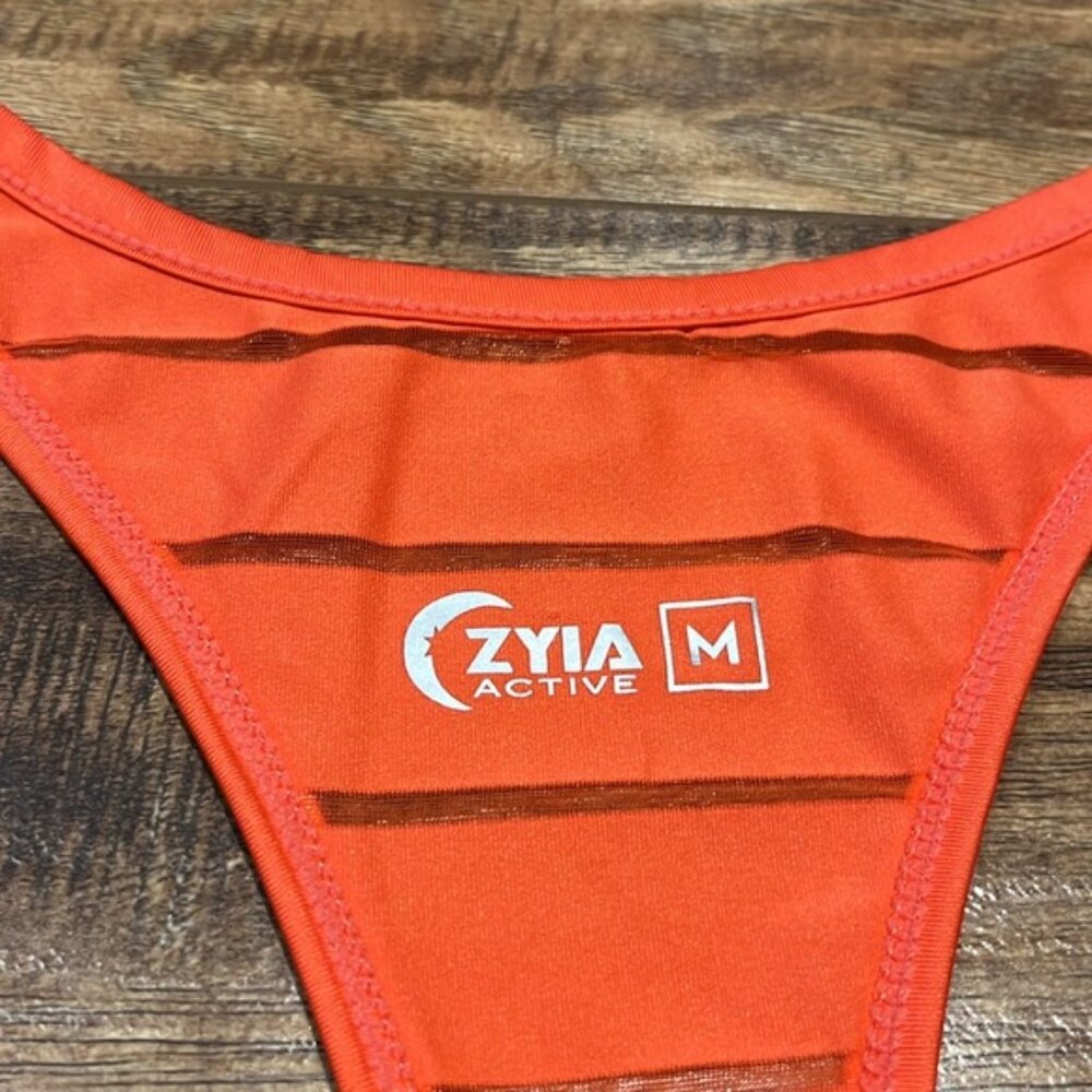 Zyia Active Havana Orange Striped Racerback Workout Tank Top Size M - Picture 2 of 7